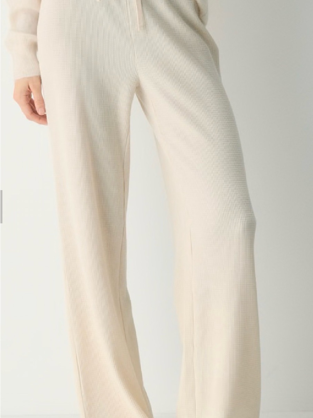 Aritzia Cream-Waffle Wide Leg Pants